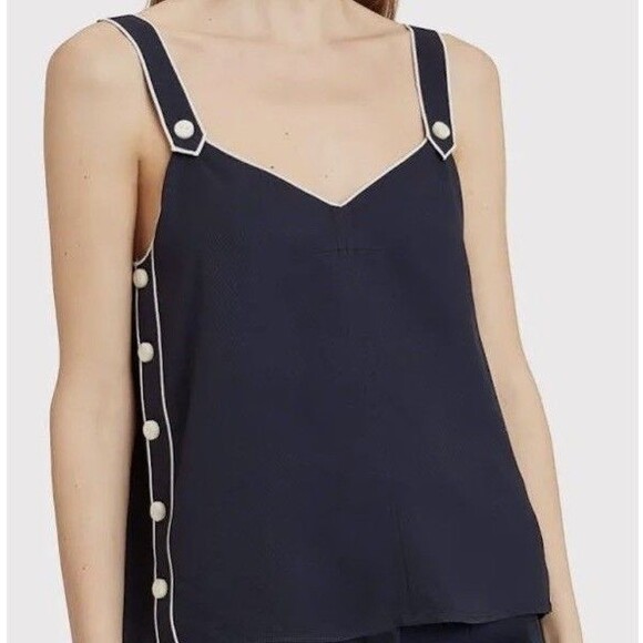 Rag & Bone Tia Sleeveless Button Trimmed Tank Camisole Top - Picture 8 of 9